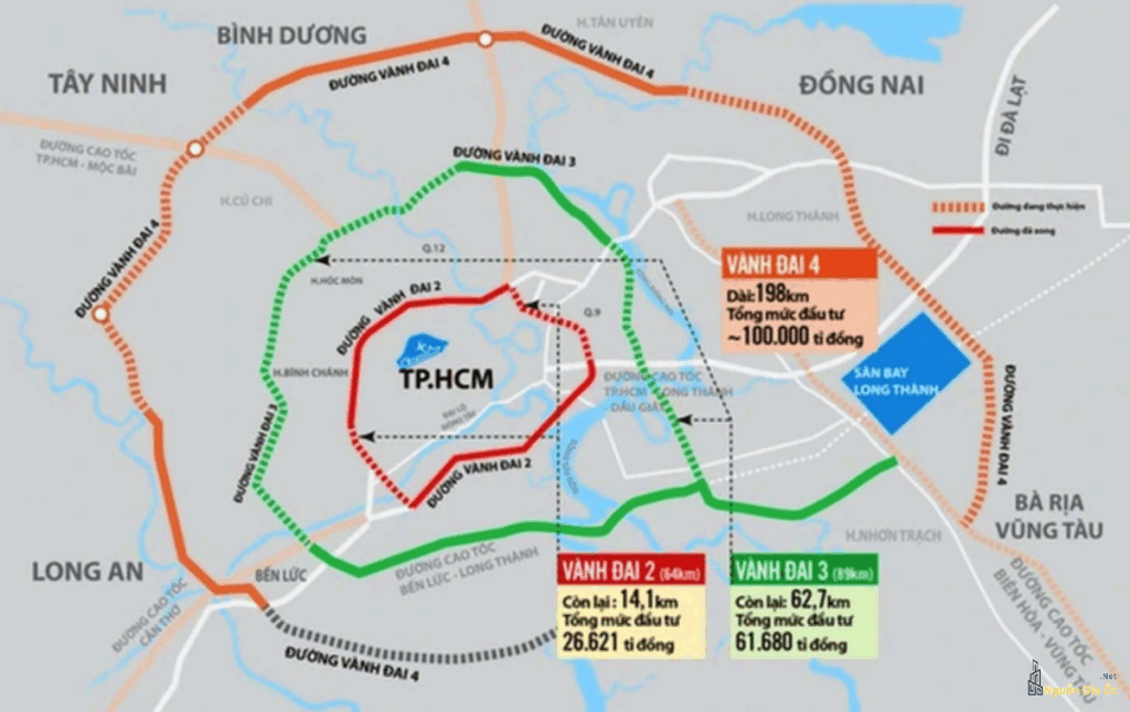 bản đồ Vành Đai 4 TpHCM qua các tỉnh